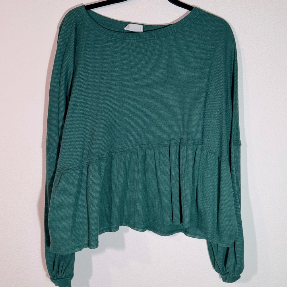 Altar’d State Babydoll Flowy Top Green